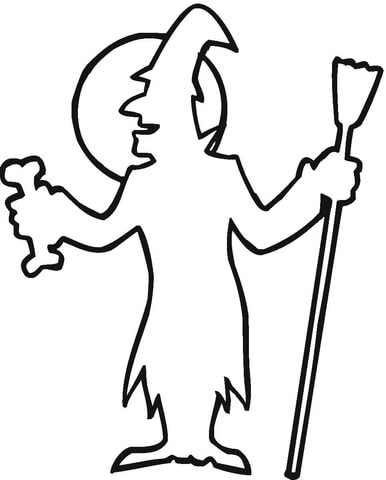 Halloween Witch Outline  Coloring page
