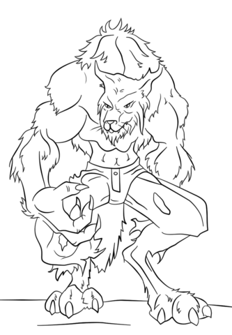 Halloween Werewolf Coloring page