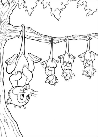 Sloths Hanging on The Tree  Coloring page