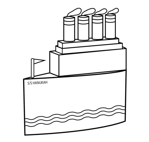 Hanukkah Ship with Candles Coloring page