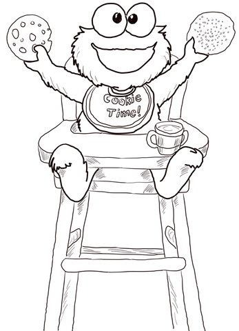 Cookie Time for Cookie Monster Coloring page