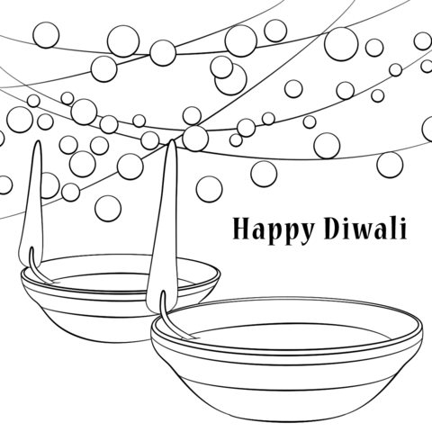 Happy Diwali Coloring page