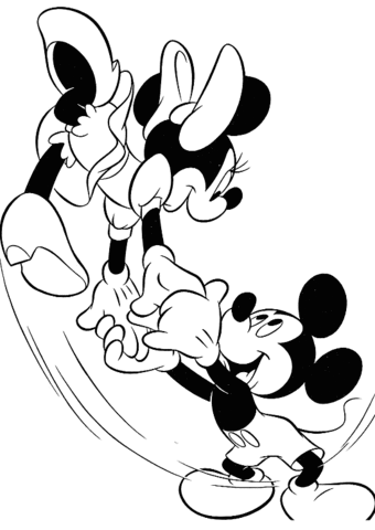 Mickey and Minnie Mouse Dancing Coloring page