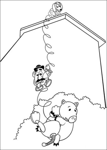 Hamm, Mr Potato Head And Slinky Dog  Coloring page