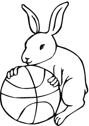 Hare Holds A Basketball Coloring page