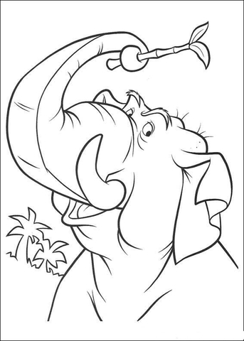Hathi Is Holding A Plant  Coloring page