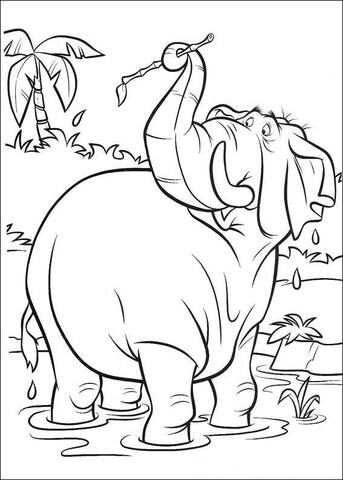 Hathi Is Playing In The River  Coloring page