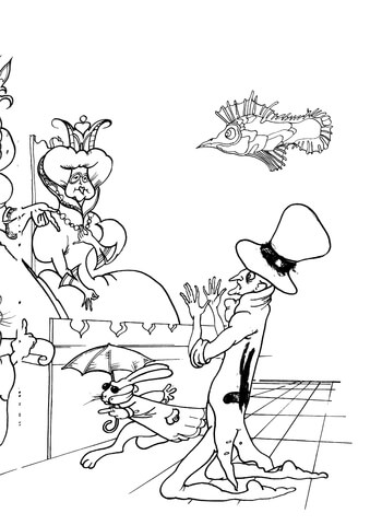 Mad Hatter and the Queen Coloring page