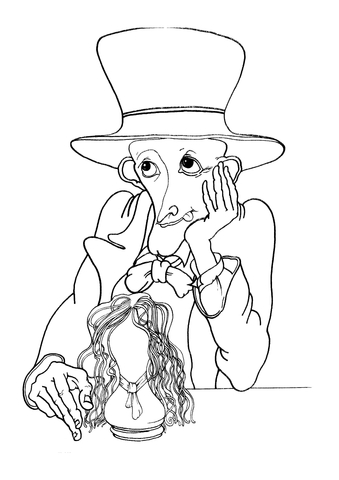Mad Hatter Is Thinking  Coloring page
