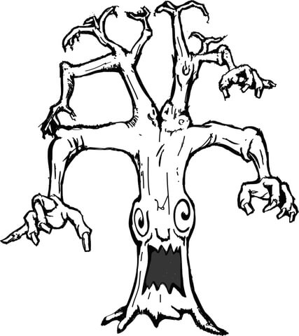 Haunted Tree Coloring page