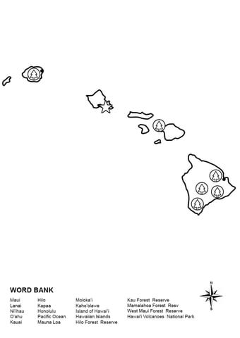 Hawaii Map Worksheet Coloring page