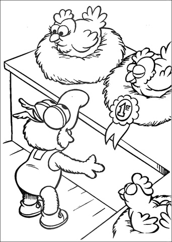 Baby Gonzo and Chickens Coloring page