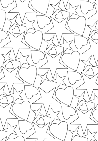 Hearts and Stars Pattern Coloring page