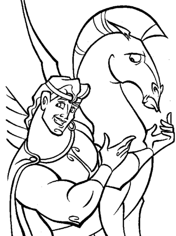 Hercules And His Pegasus  Coloring page