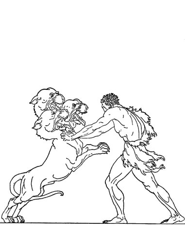 Hercules Capture Cerberus Coloring page