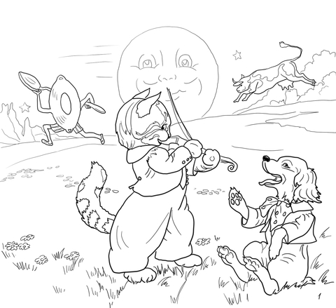 Hey Diddle Diddle the Cat and the Fiddle Coloring page