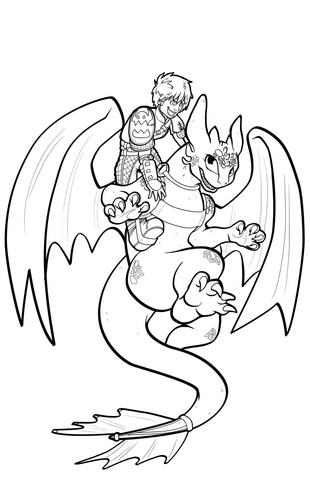 Hiccup And Toothless Flying Coloring page