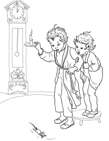 Hickory Dickory Dock Coloring page