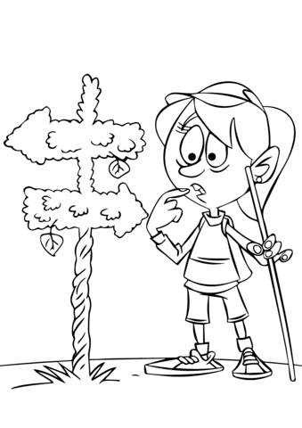 Hiker Girl Gets Lost Coloring page