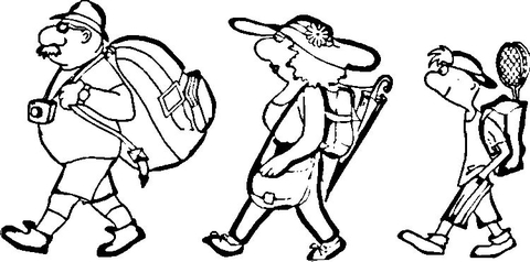 Family Hiking Together  Coloring page
