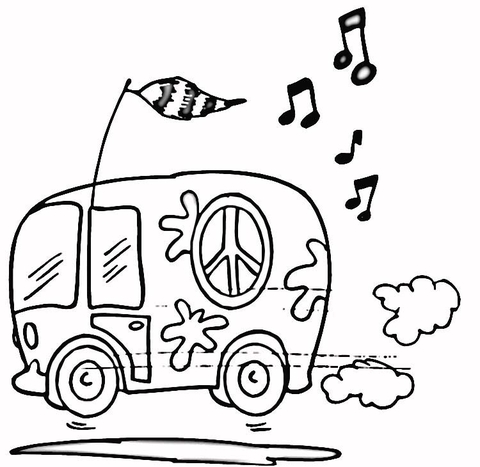 Hippie Bus Coloring page