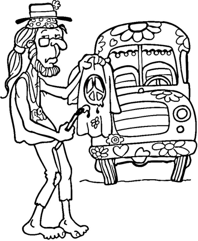 Hippie Man  Coloring page