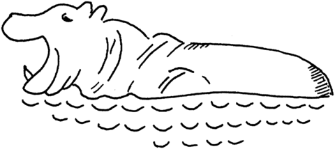 Hippopotamus In Water Coloring page