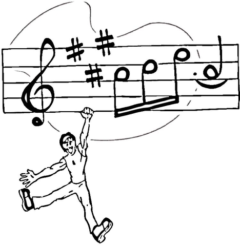 Holding on Musical Notes  Coloring page