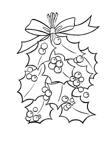 Holly Leaves With Bright Red Berries  Coloring page