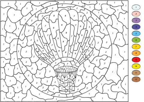 Hot Air Balloon Color by Number Coloring page