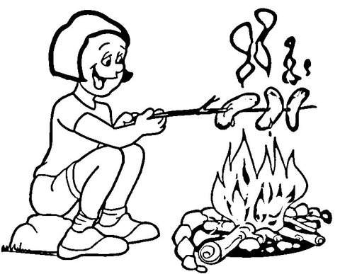 Hot Dogs in Camp Coloring page