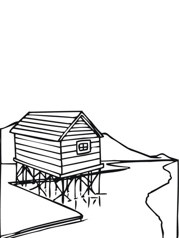 House on Stilts Coloring page