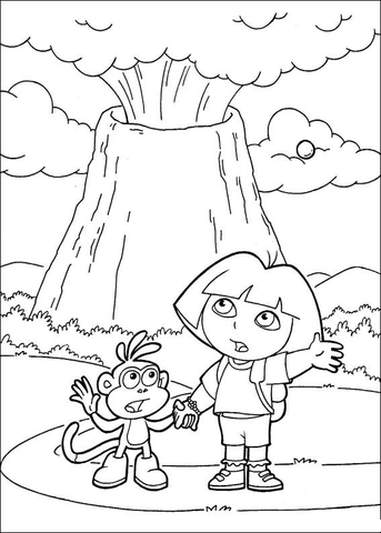 Volcano erupted Coloring page