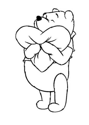 Hugging Heart shapped Pillow  Coloring page