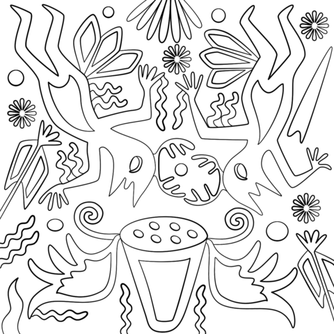 Huichol Art - Abstract Figures Coloring page