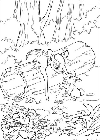 Thumper Asks Bambi  Coloring page