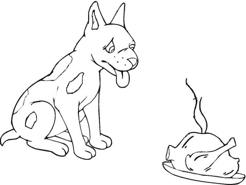 Hungry Dog  Coloring page