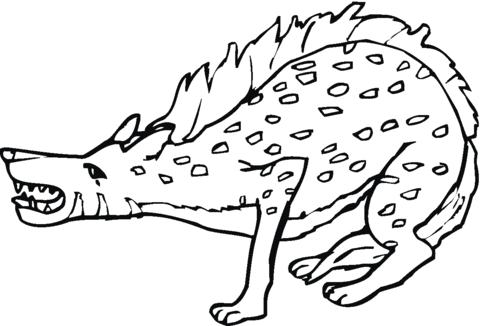 Spotted hyena growiling Coloring page