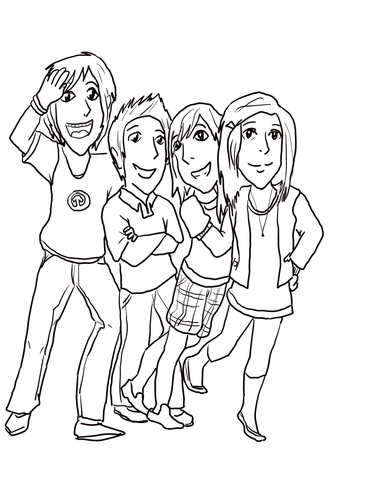 Gibby, Freddie, Sam, and Carla Coloring page