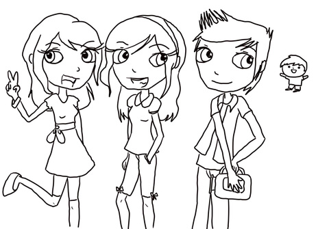 Sam, Carly, and Freddie Coloring page