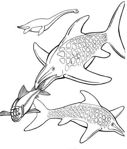 Ichthyosaurs and Plesiosaur Coloring page