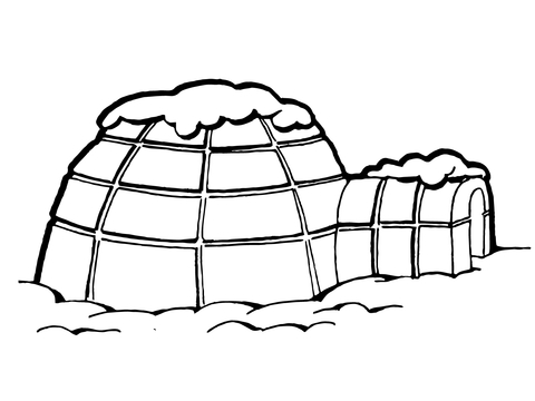 Igloo with Snow on Roof Coloring page