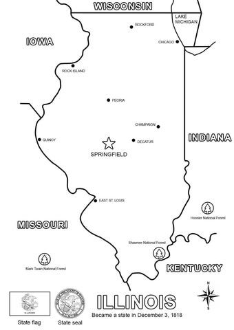 Illinois Map Coloring page
