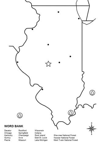 Illinois Map Worksheet Coloring page