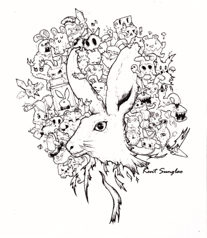 In a Bunny's Tale Doodle by Kent Sunglao Coloring page