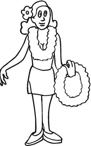 Hawaiian Girl with Lei Coloring page