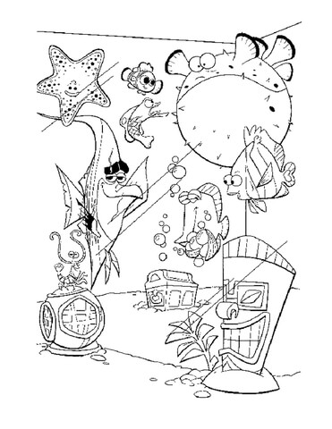 Fish in the tank Coloring page