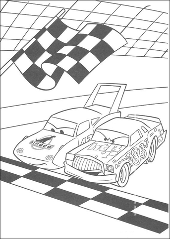 McQueen and Chick Hicks on starting line Coloring page