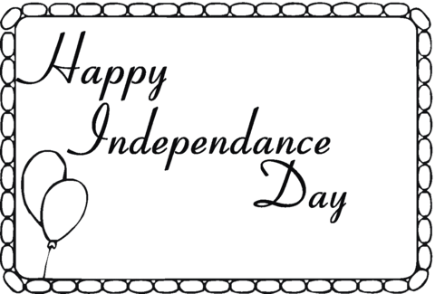 Independence Day card with balloons Coloring page