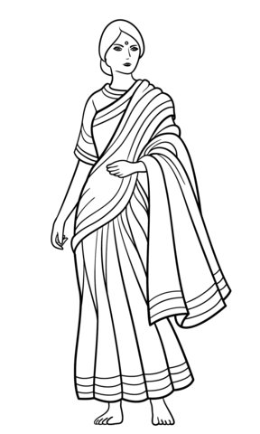 Indian Woman in Sari Coloring page
